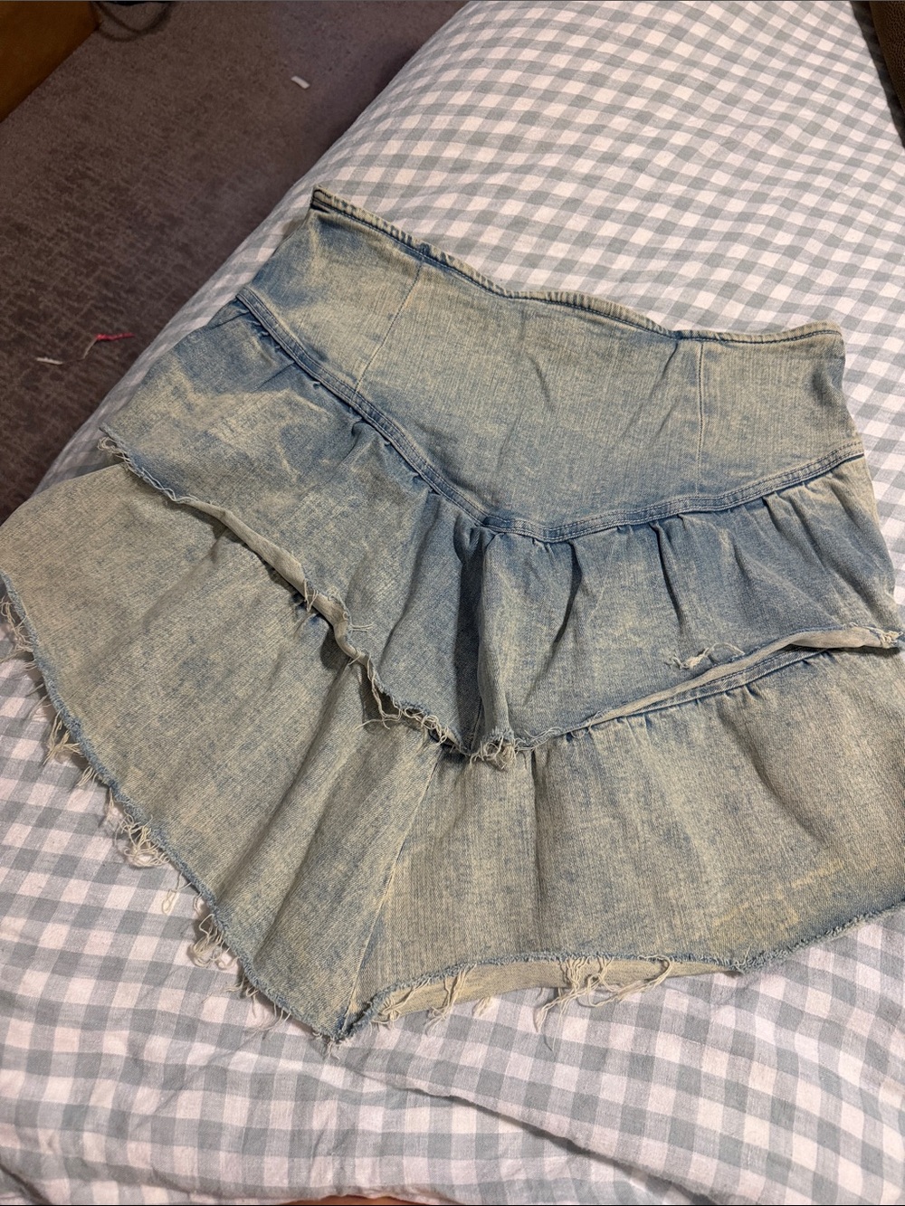 MOTHER Light Blue Tiered Denim Mini Skirt - Picture 4 of 6